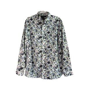 Nick Graham Modern Fit Long Sleeve Button Up Floral Roses Dress Shirt Men Large